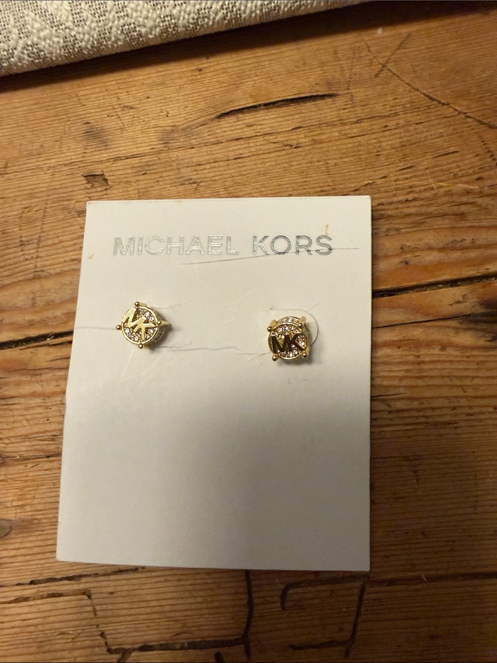 Michael Kors Gold Logo Pavé Stud Earrings